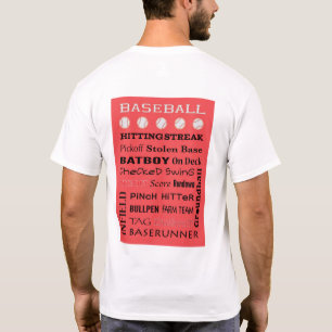 BASEBALL Typography Terminology on Back T-Shirt