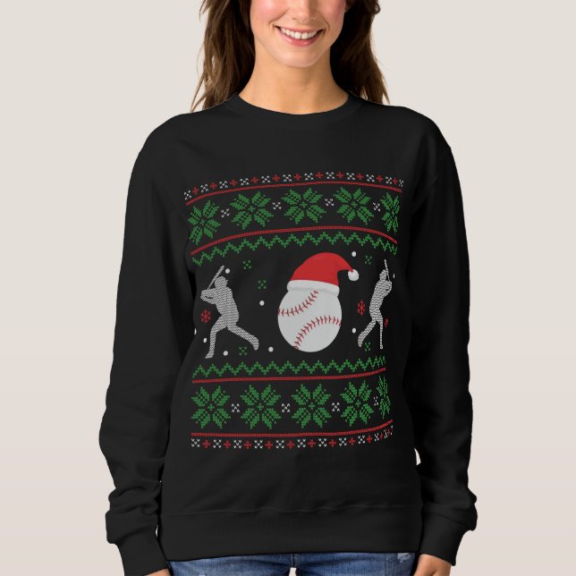 Baseball Ugly Christmas Sweater Funny Xmas Basebal (Front)