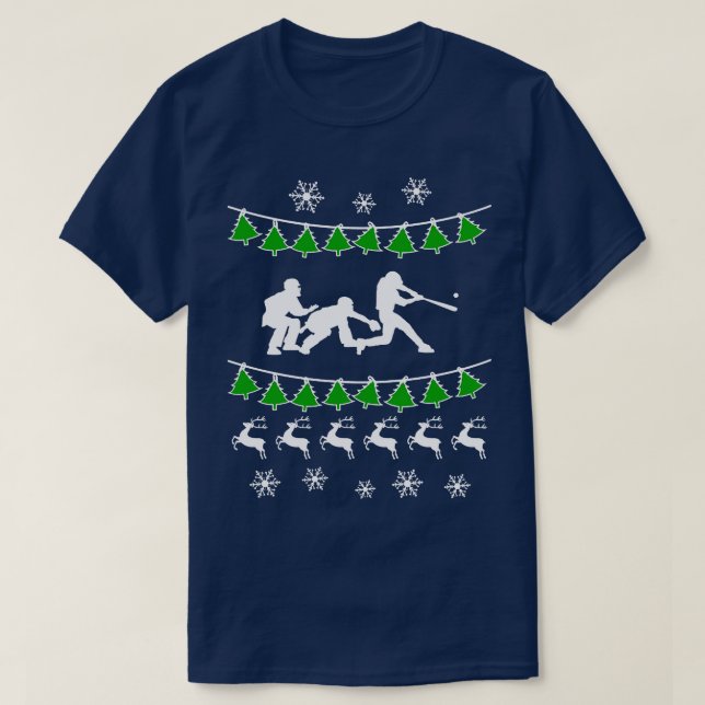 Baseball Ugly Christmas Sweater Happy Holidays Sea (Design Front)