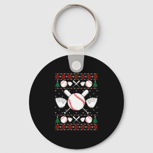 Baseball Ugly Christmas Sweater Keychain