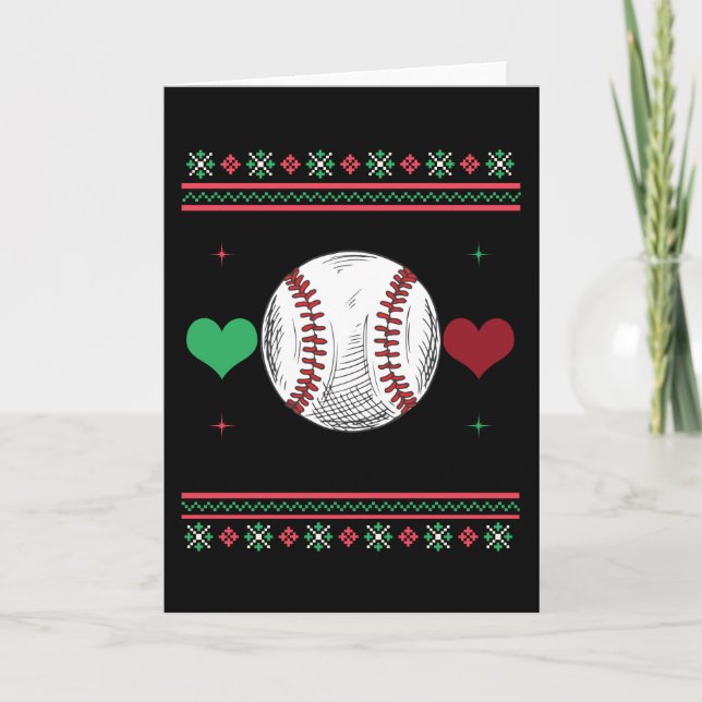 Baseball Ugly Christmas Sweater Xmas Card (Front)