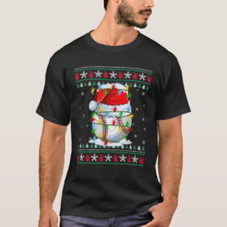 Baseball Ugly Sweater Style Xmas Lighting Baseball