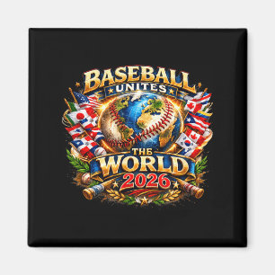 Baseball unites the world 2026 global fan graphic  magnet