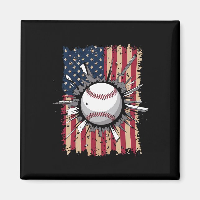 Baseball Us Flag  Magnet (Front)