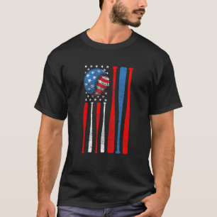 Baseball USA Flag American Flag Vintage For Dad Fa T-Shirt