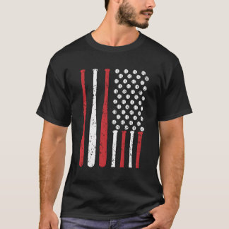 Baseball Usa Flag Baseball American Flag T-Shirt