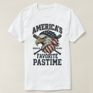 baseball USA flag: Eagle Favourite Pastime patriot T-Shirt