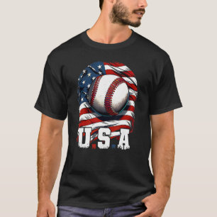Baseball USA Flag Patriotic  4th Of July Baseball T-Shirt