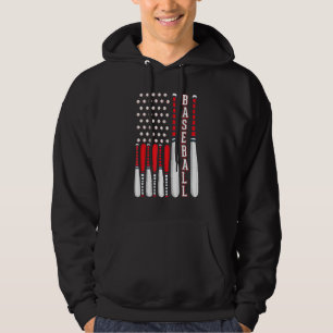 Baseball USA Flag Patriotic American Baseball 4th Hoodie