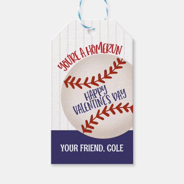Baseball Valentine Card Favour Tag (Front)