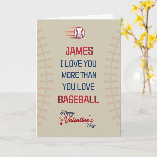BASEBALL Valentines Carte de jour pour lui, carte  (Fleur jaune)