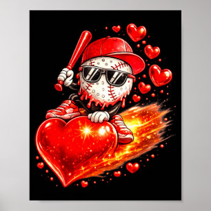 Baseball valentine's day drip ice cream team  poster