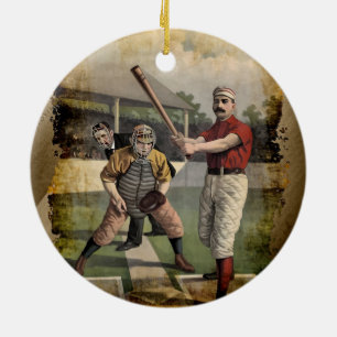 Baseball:Vintage Ceramic Ornament
