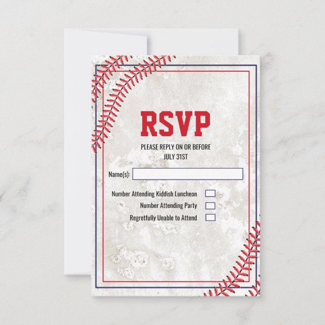 Baseball Vintage Grunge RSVP Card (Front)