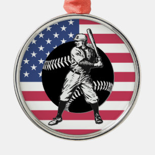 Baseball:Vintage Metal Ornament