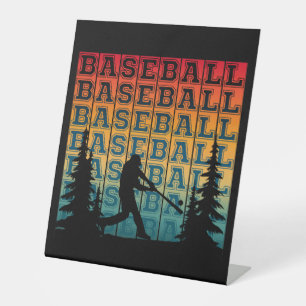 Baseball Vintage Player Typography Pedestal Sign