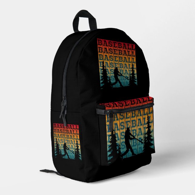 Baseball Vintage Player Typography Printed Backpack (Back Corner Left)