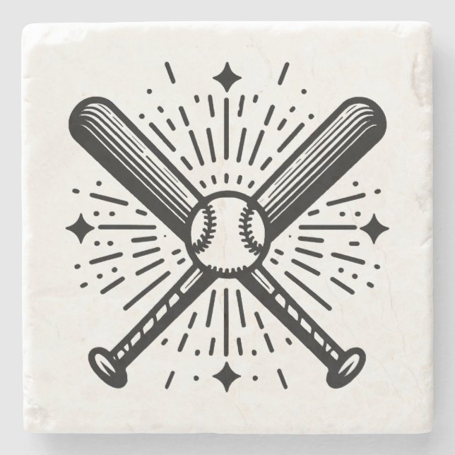 baseball vintage stone coaster (Front)