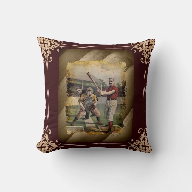 Baseball:Vintage Throw Pillow (Front)