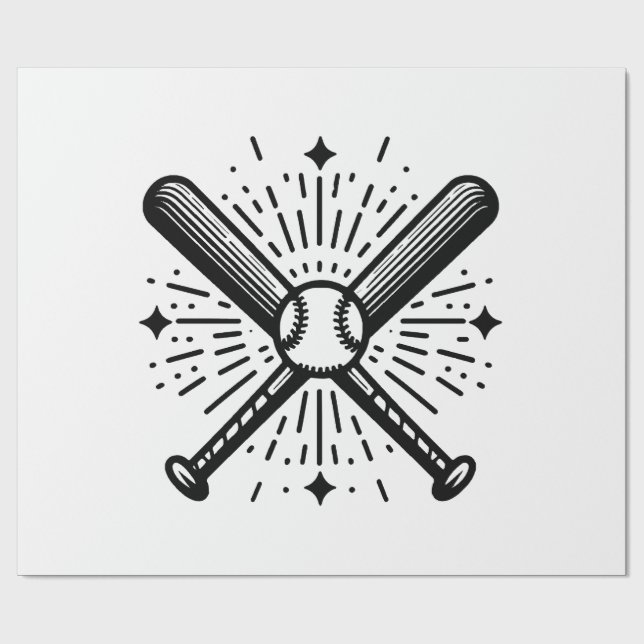 baseball vintage wrapping paper (Flat)