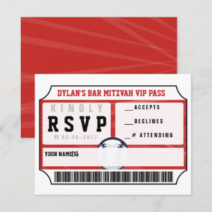 BASEBALL VIP RÉPONSE CARTE Bar Bat mitzvah Invitat