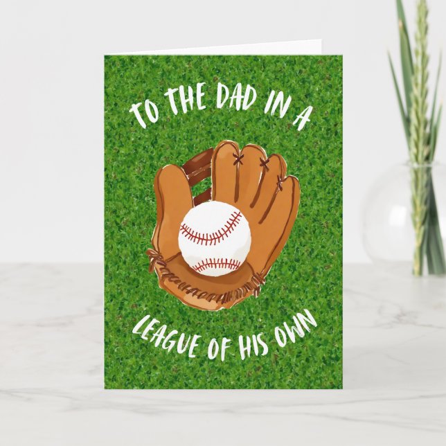 Baseball Watercolor Fathers Day Card (Front)