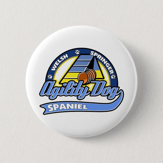 Baseball Welsh Springer Spaniel Agility 2 Inch Round Button (Front)