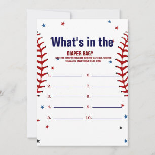 Baseball what in the bag Baby shower game Card