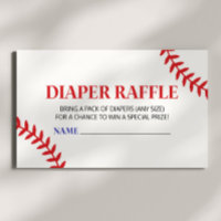 Baseball White Red Baby Shower Diaper Raffle