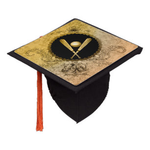 Baseball with baseball bat graduation cap topper