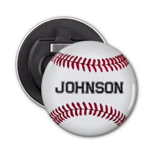 Baseball with Custom Name Bottle Opener