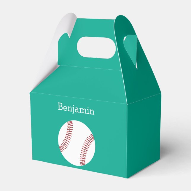 Baseball with Custom Name - Emerald Favor Box (Front Side)