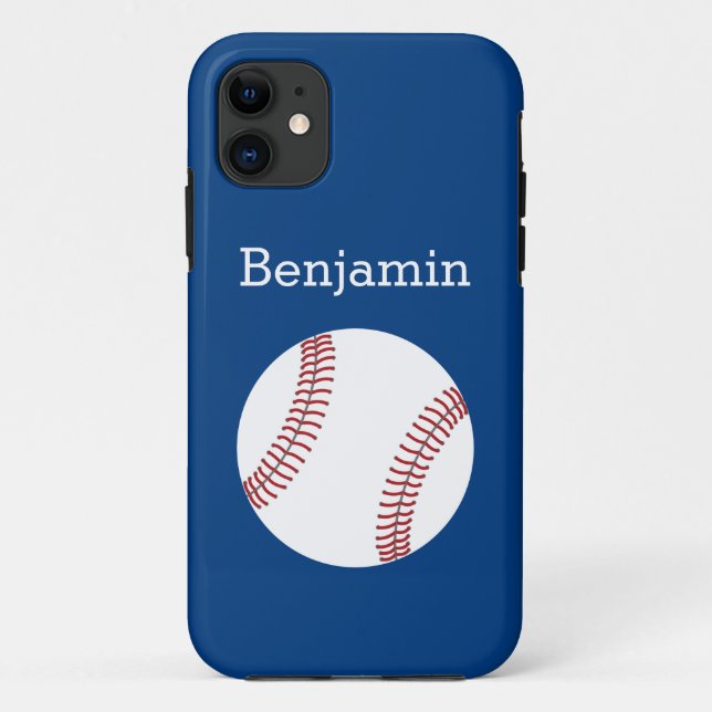 Baseball with Custom Name - Royal Blue Case-Mate iPhone Case (Back)