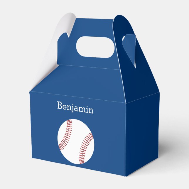 Baseball with Custom Name - Royal Blue Favor Box (Front Side)