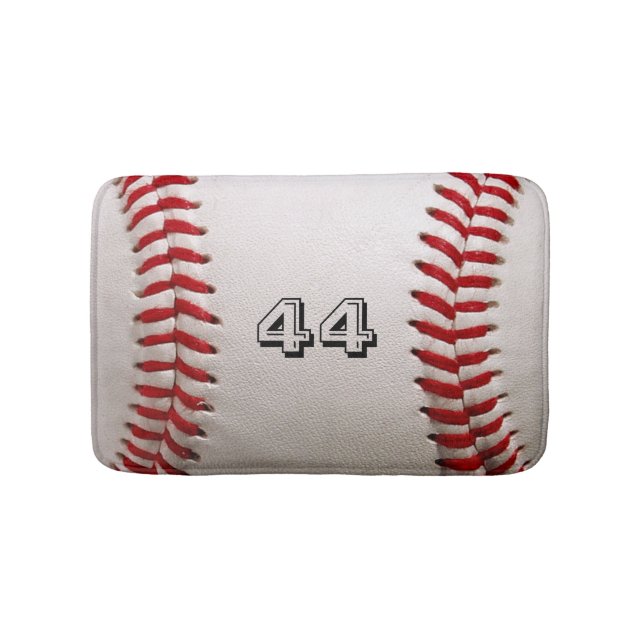 Baseball with Customizable Number Bath Mat (Front)