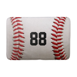 Baseball with Customizable Number Bath Mat