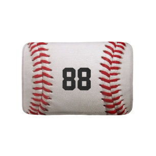 Baseball with Customizable Number Bath Mat