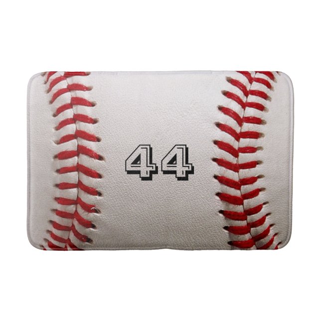 Baseball with Customizable Number Bath Mat (Front)