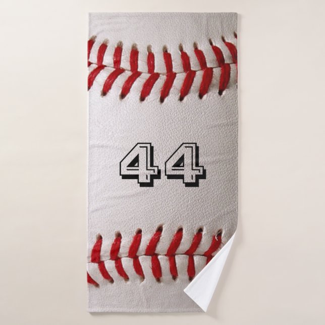 Baseball with Customizable Number Bath Towel (Bath Towel)