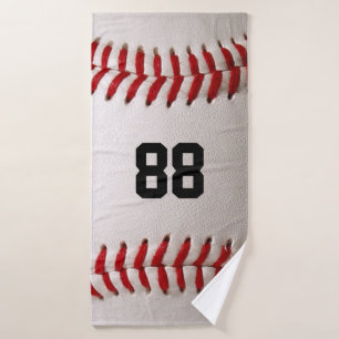 Baseball with Customizable Number Bath Towel