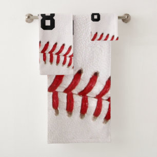 Baseball with Customizable Number Bath Towel Set