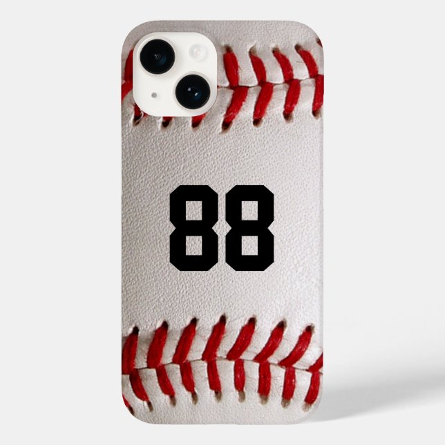 Baseball with Customizable Number Case-Mate iPhone Case (Back)