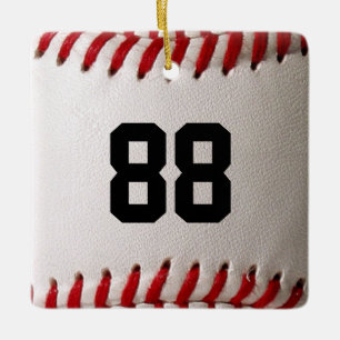 Baseball with Customizable Number Ceramic Ornament