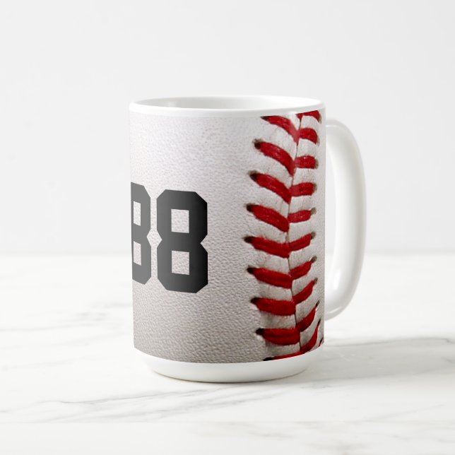 Baseball with Customizable Number Coffee Mug (Front Right)
