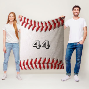 Baseball with Customizable Number Fleece Blanket