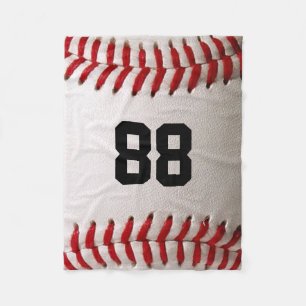 Baseball with Customizable Number Fleece Blanket