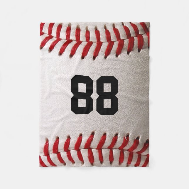 Baseball with Customizable Number Fleece Blanket (Front)