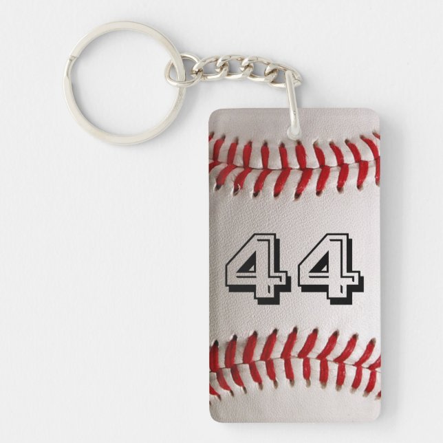 Baseball with Customizable Number Keychain (Front)