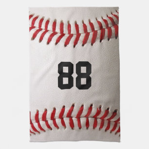 Baseball with Customizable Number Kitchen Towel