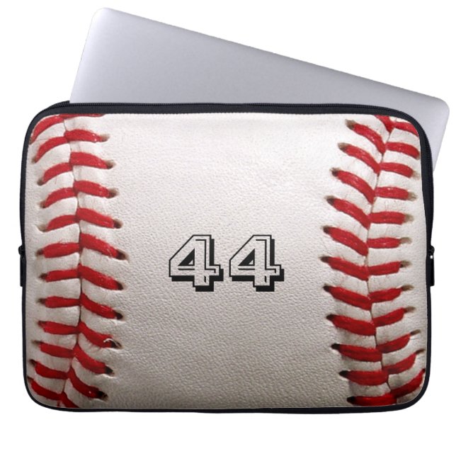 Baseball with Customizable Number Laptop Sleeve (Front)